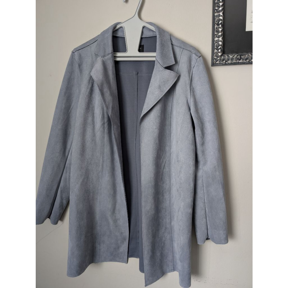 PREMISE Gray Faux Leather Blazer S, Women's